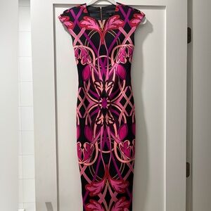 Ted Baker London | Black And Pink Pencil Fitted Dress